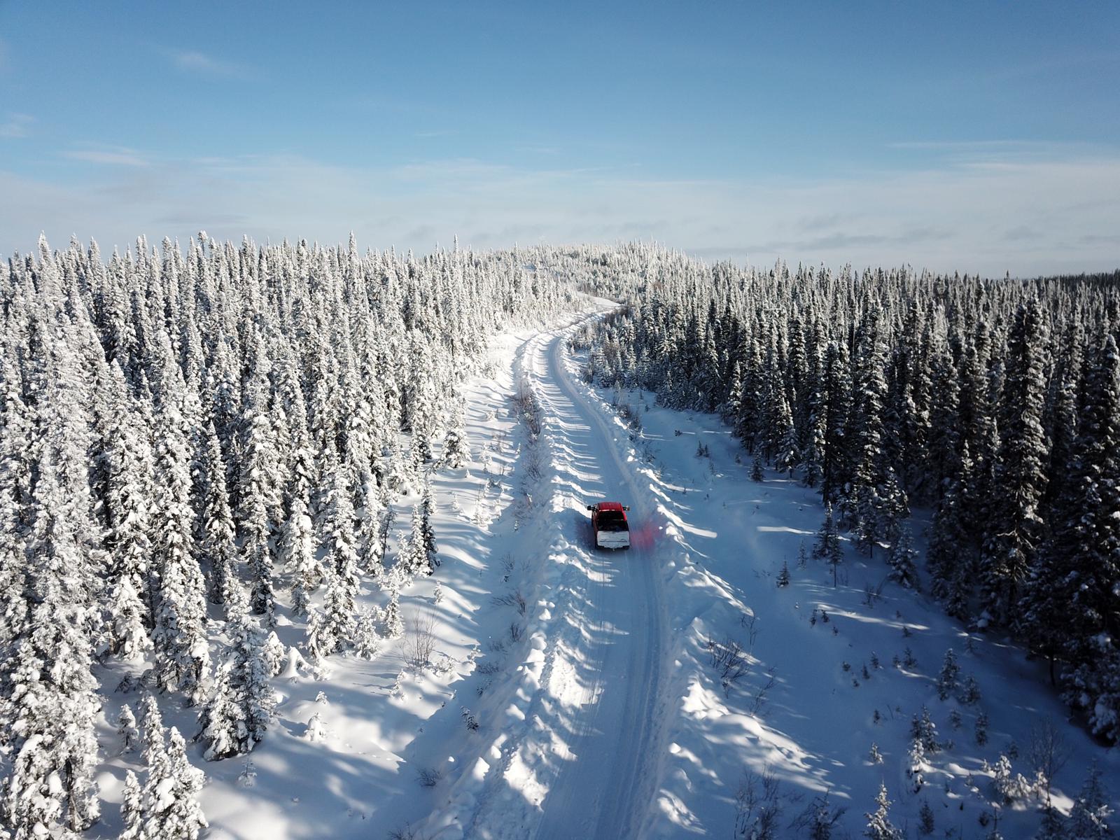 Drone Of Truck Berkwood Snowy Road Copy